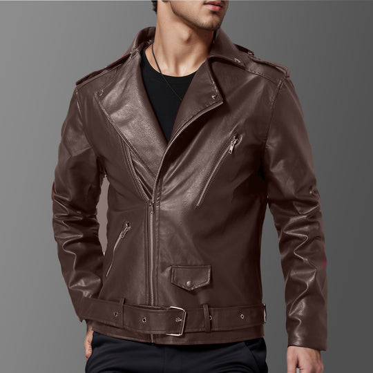 Herren stilvolle Bikerjacke aus hochwertigem Echt R&B