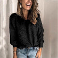 Damen lässiger Strickpullover mit Zopfdesign R&B