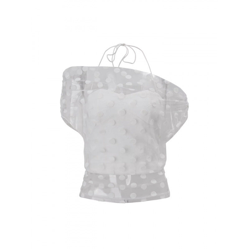 Damen Elegantes off-shoulder Oberteil mit Polka-Dots und Raffung R&B