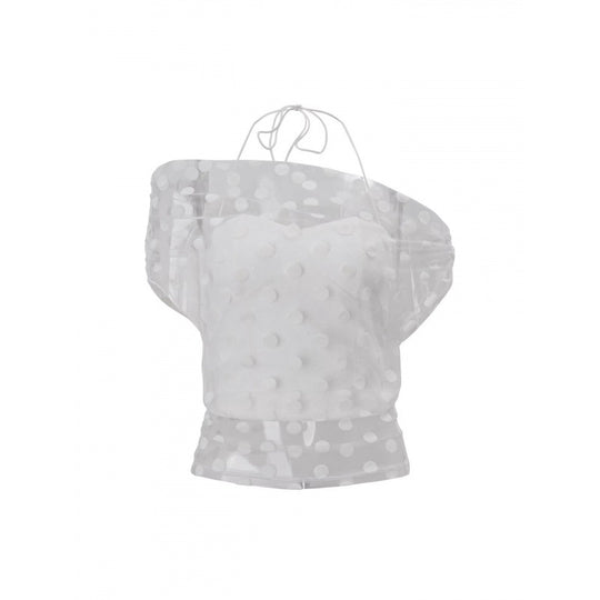 Damen Elegantes off-shoulder Oberteil mit Polka-Dots und Raffung R&B