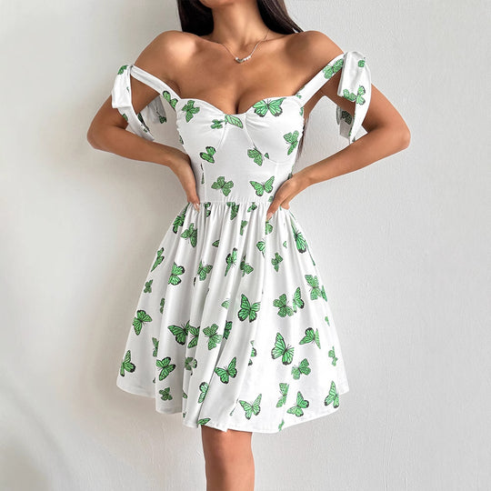 Damen Sommerkleid mit verspieltem Schmetterlingsdesign und verstellbaren Trägern R&B