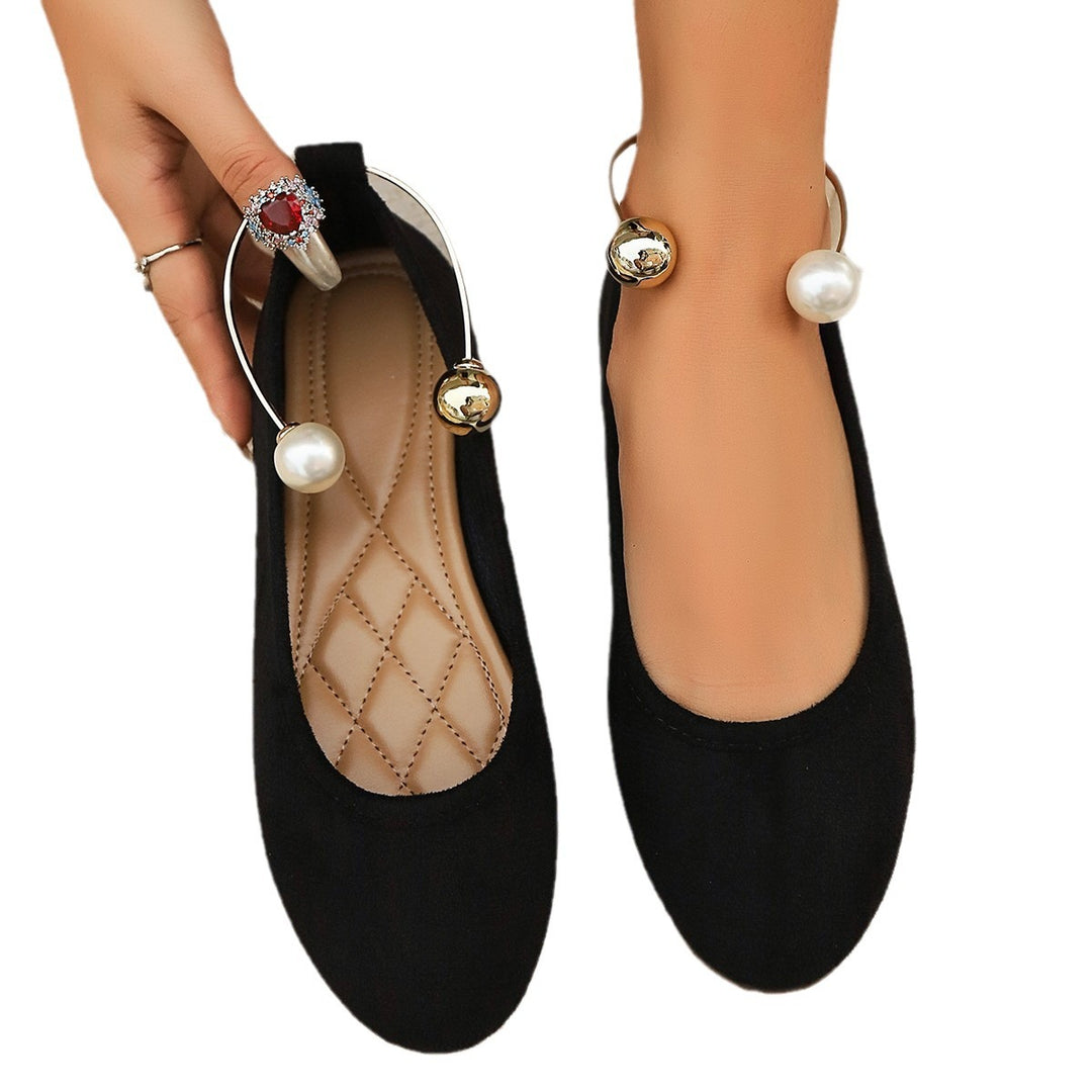 Damen Elegante Ballerinas mit kunstvollem Perlenschmuck und rutschfester Sohle R&B