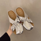 Damen offene Clogs mit modischem Knotendesign und bequemem Fußbett R&B