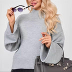 Damen Strickpullover mit lässigem Schnitt und Volumenärmeln R&B