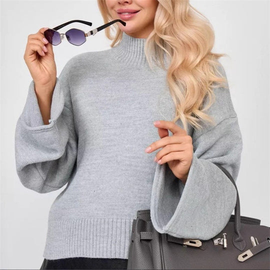 Damen Strickpullover mit lässigem Schnitt und Volumenärmeln R&B