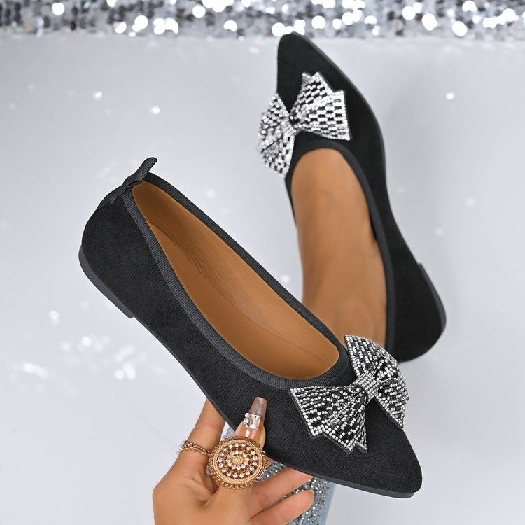 Damen Ballerinas mit funkelnden Strass-Schleifen R&B