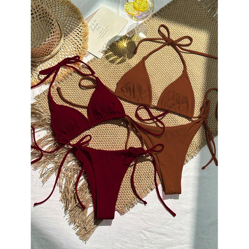 Damen Triangel-Bikini mit modischen Bindändern