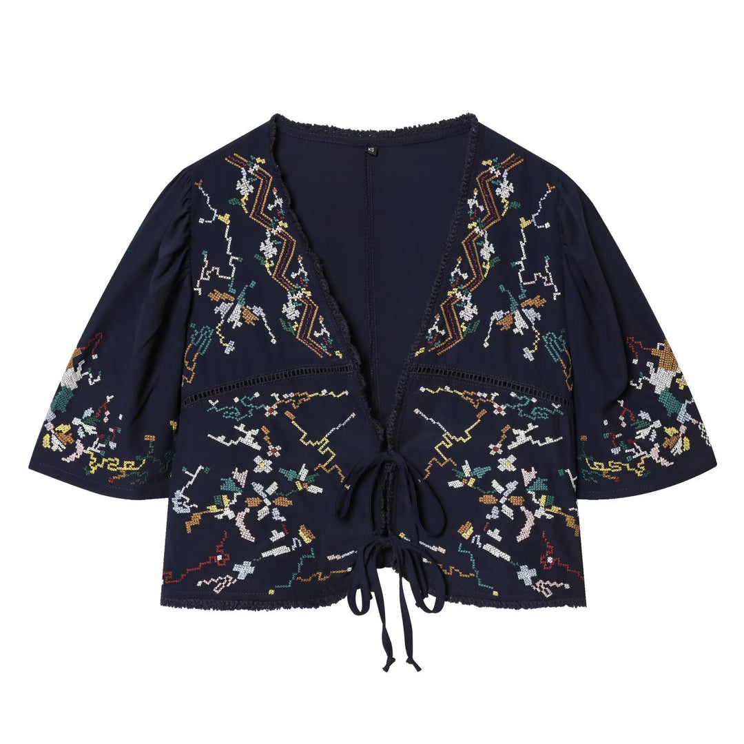 Damen kurze Bluse mit Platz für elegantes Binden R&B