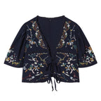 Damen kurze Bluse mit Platz für elegantes Binden R&B