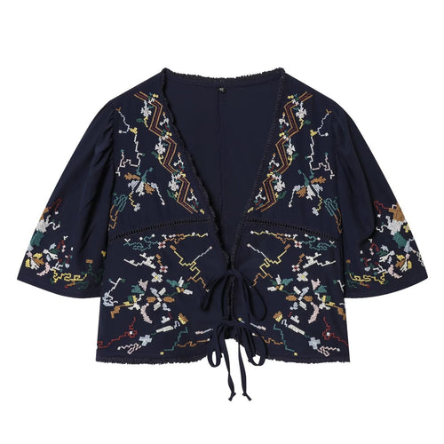 Damen kurze Bluse mit Platz für elegantes Binden R&B