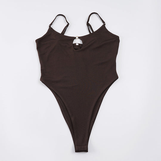 Damen One-Shoulder Badeanzug mit raffiniertem Ausschnitt und verstellbaren Trägern R&B