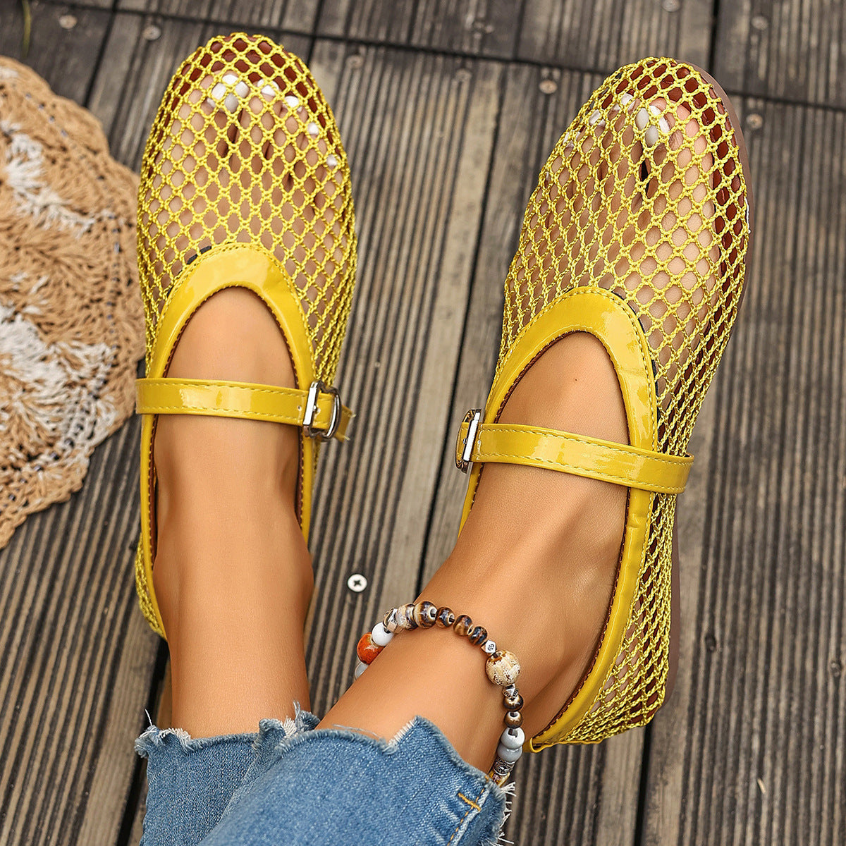 Damen Stilettos mit netzartigem Obermaterial und moderner Schnallenapplikation R&B