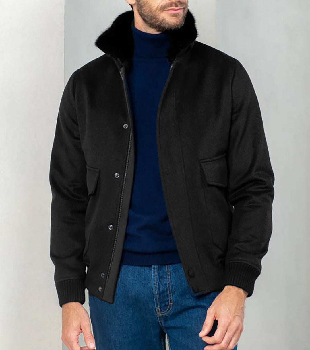 Herren stilvolle Übergangsjacke mit weichem Kragen und praktischen Eingrifftaschen R&B
