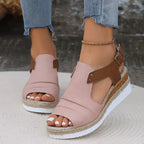 Damen Plattform-Sandalen mit breiten Riemen und elastischen Einsätzen R&B