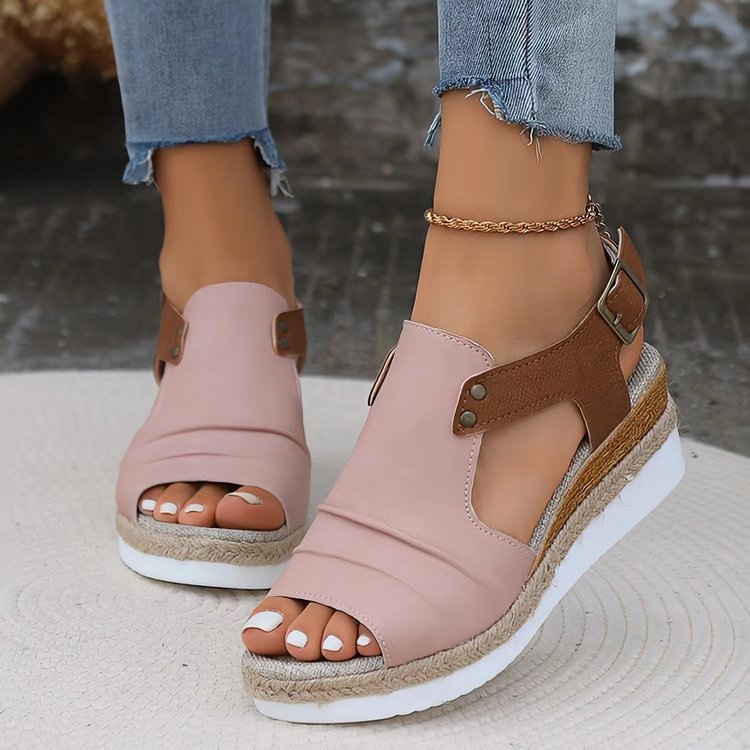 Damen Plattform-Sandalen mit breiten Riemen und elastischen Einsätzen R&B