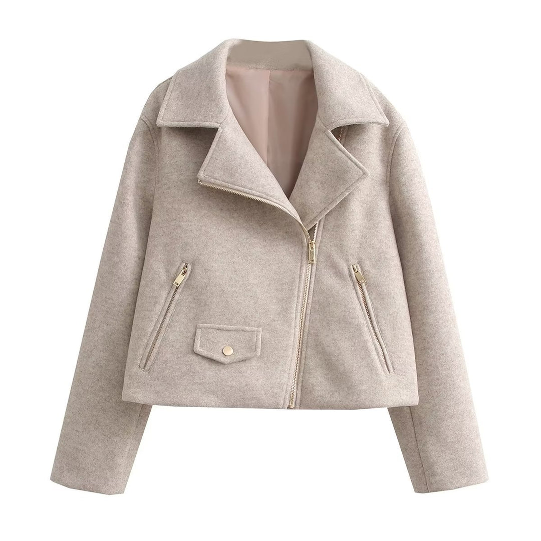 Damen modische Übergangsjacke im lässigen Stil aus weichem Material mit praktischen Taschen R&B