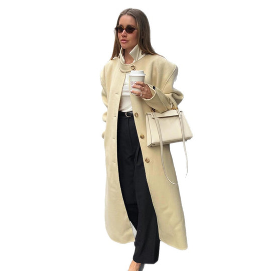 Damen elegante Wollmantel R&B