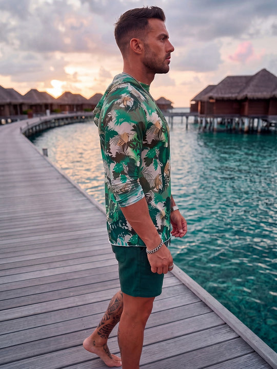 Herren Langarmshirt mit floralem Muster R&B