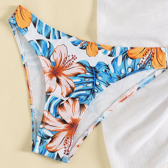 Damen Triangel-Bikini-Set mit floralem Muster und lässigem Tuch R&B