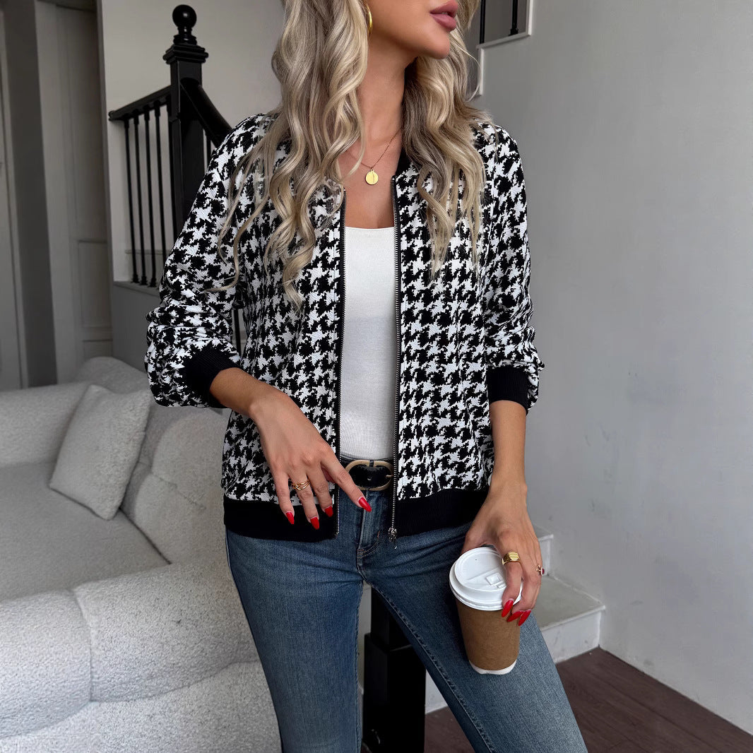Damen Urbaner Karomuster Bomberjacke R&B