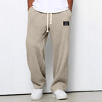 Herren nan lässige Waffelstrick Loungehose mit Kordelzug und geradem Schnitt R&B