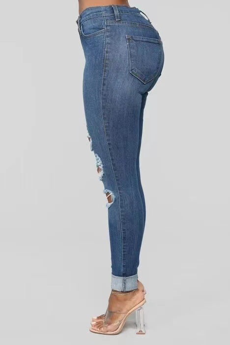 Damen Skinny-Jeans mit Riss-Design R&B