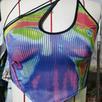 Damen Sportliches Crop-Top mit kreativem Farbdesign R&B