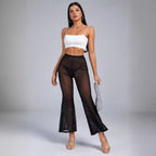 Damen Transparentes Flared-Hosenträger-Set mit Glitzer-Akzenten R&B