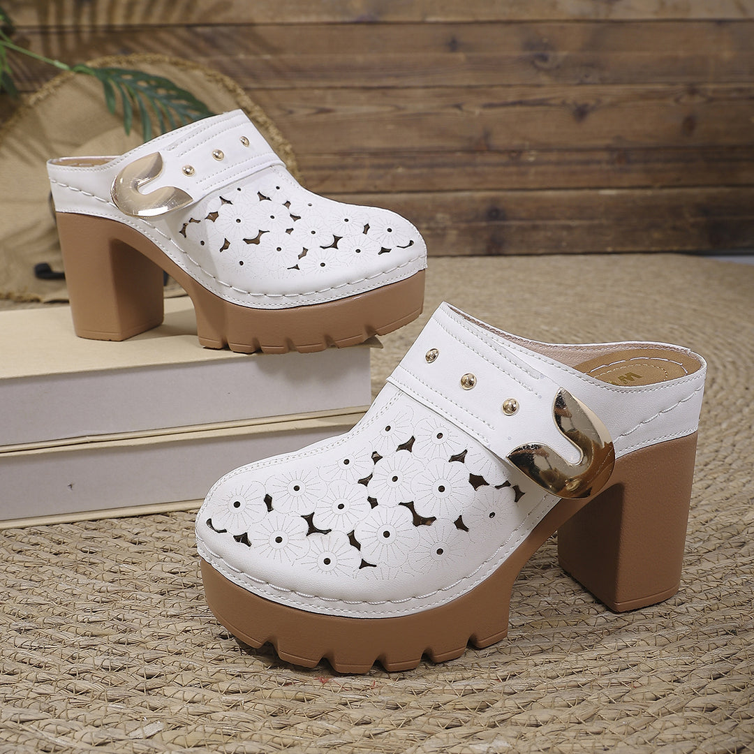 Damen Komfortable Clogs mit floraler Lochmusterung R&B