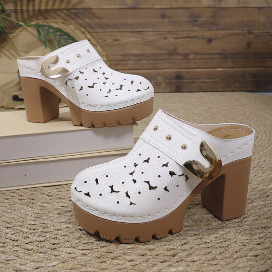 Damen Komfortable Clogs mit floraler Lochmusterung R&B