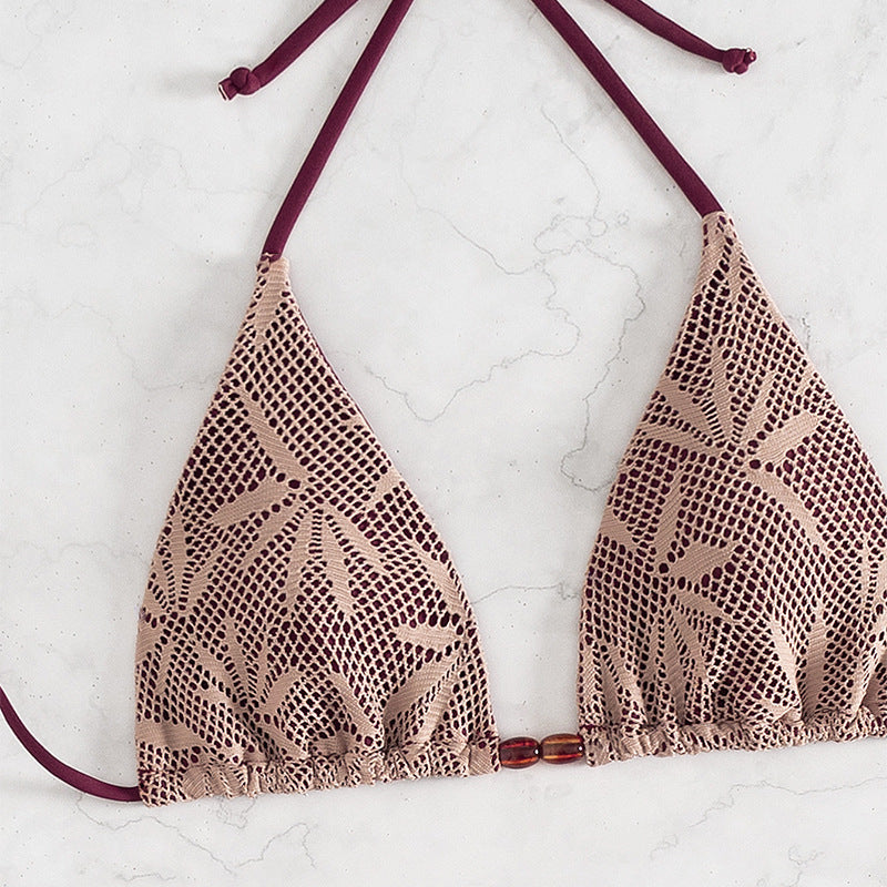 Damen Triangel-Bikini mit stilvollem Häkel-Design R&B
