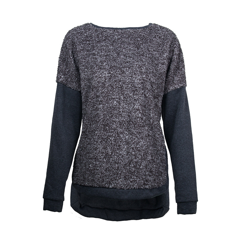 Damen lässiges Sweatshirt mit eleganten Textur-Mix und langen Ärmeln R&B
