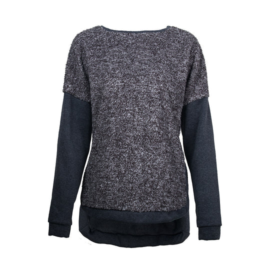 Damen lässiges Sweatshirt mit eleganten Textur-Mix und langen Ärmeln R&B