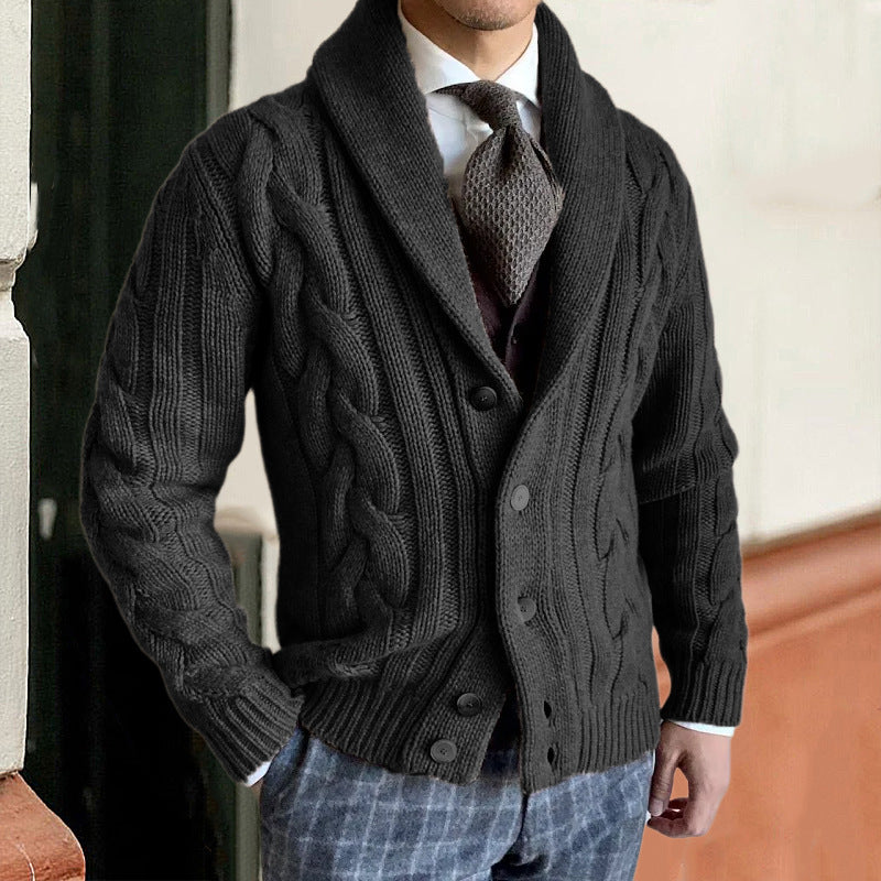 Herren Strickjacke mit modernen Zopfmuster R&B