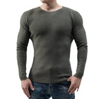 Herren moderner Langarmpullover mit strukturiertem Design und ribbeliertem Ärmel R&B