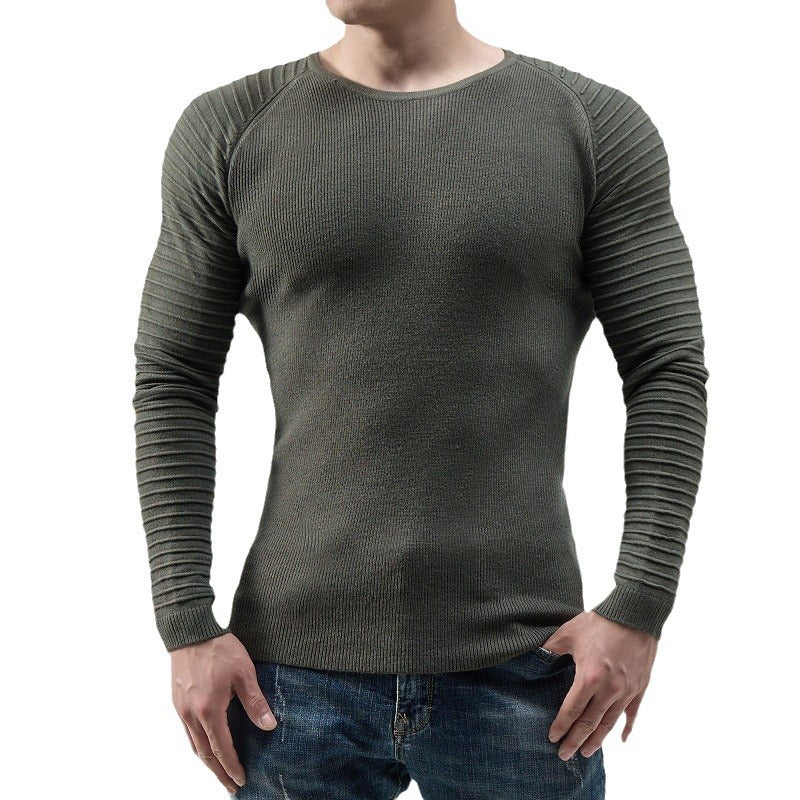 Herren moderner Langarmpullover mit strukturiertem Design und ribbeliertem Ärmel R&B