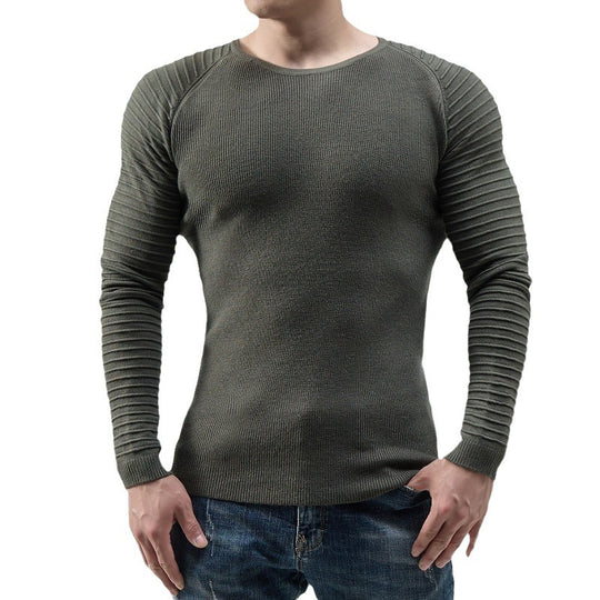 Herren moderner Langarmpullover mit strukturiertem Design und ribbeliertem Ärmel R&B
