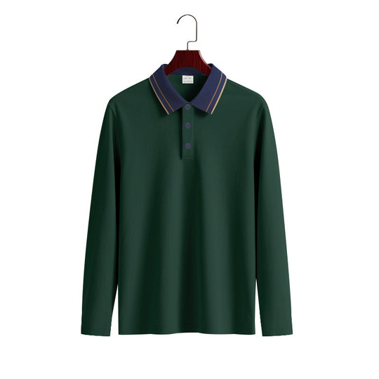 Herren Langarm-Poloshirt aus weichem Baumwollmix mit strukturiertem Kragen R&B