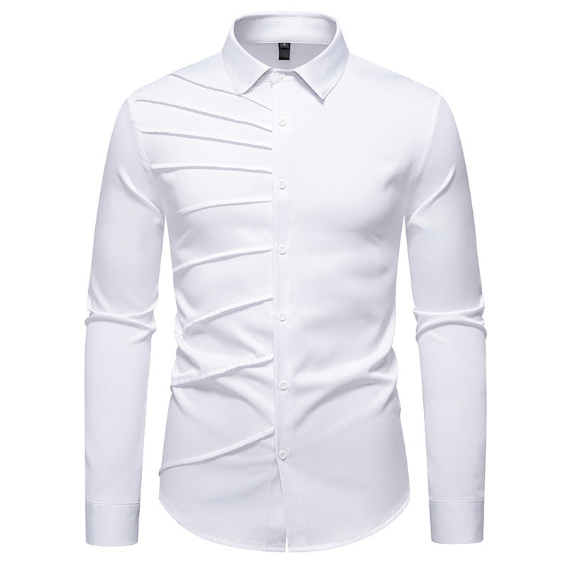 Herren Langarmhemd mit modischem Rippendesign R&B
