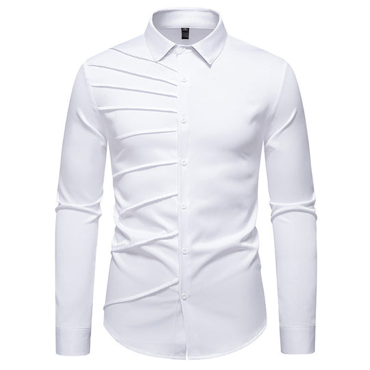 Herren Langarmhemd mit modischem Rippendesign R&B