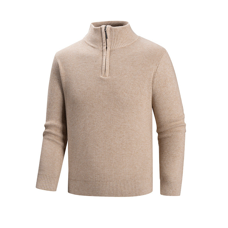 Herren modischer Strickpullover mit halbem Reißverschluss und strukturiertem Muster R&B