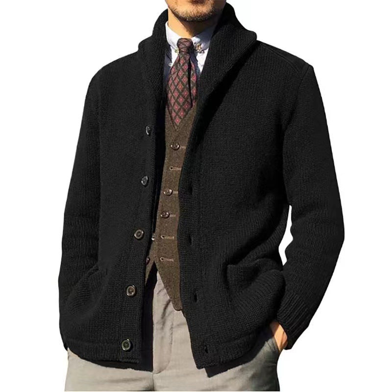 Herren Strickjacke im modernen Casual-Stil mit Schalkragen R&B