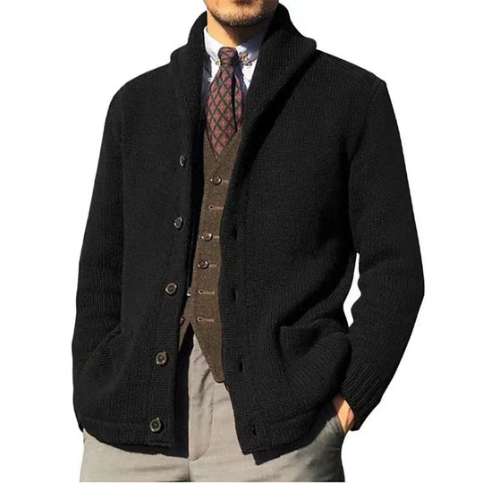 Herren Strickjacke im modernen Casual-Stil mit Schalkragen R&B