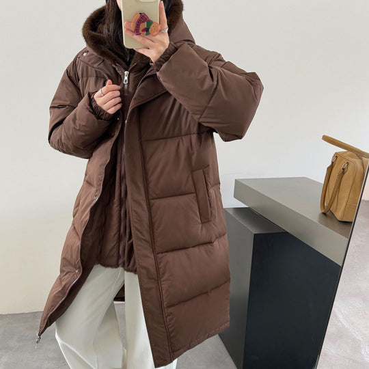 Damen Eleganter gefütterter Winterparka mit Plüschkragen und praktischen Taschen R&B
