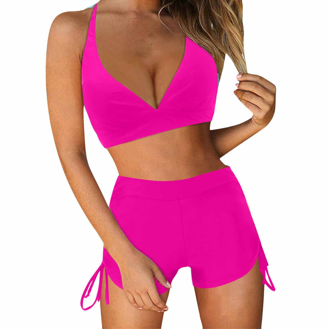 Damen Sportliches Bikini-Set mit modischem Hochbund und Seitenbindebändern R&B