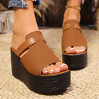 Damen Wedge-Pantoletten mit modischen Riemen und komfortabler Sohle
