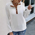 Damen Stepp-Pullover mit kontrastierendem Kragen und Knopfdetail R&B
