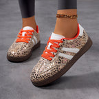 Damen nan Leopardenmuster Wildlederoptik Sneaker mit ergonomischer Polstersohle und rutschfester Gummisohle R&B