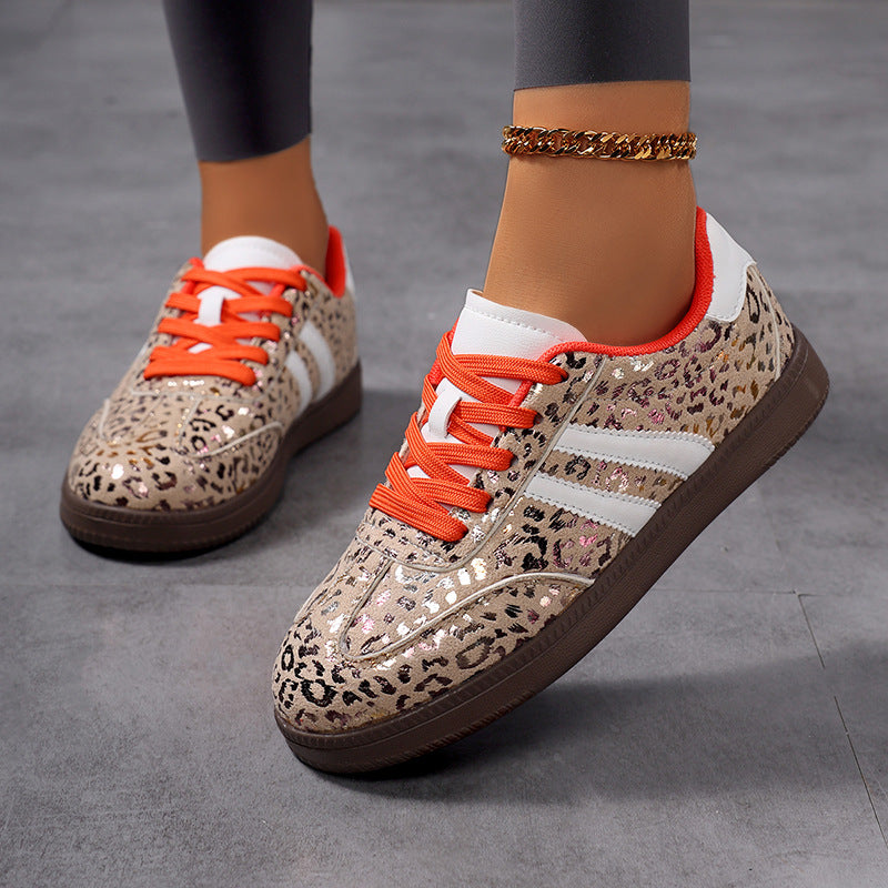 Damen nan Leopardenmuster Wildlederoptik Sneaker mit ergonomischer Polstersohle und rutschfester Gummisohle R&B