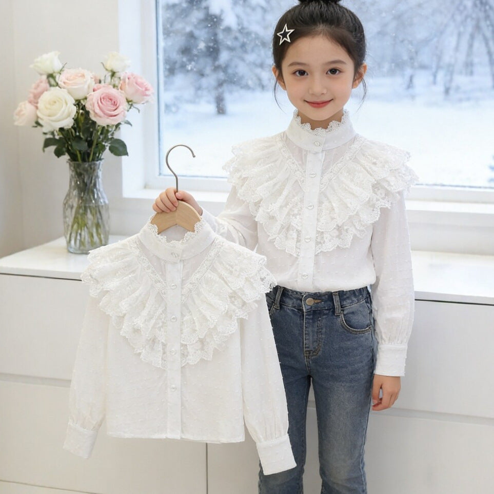 Mädchen elegante Rüschenbluse mit feinen Details R&B